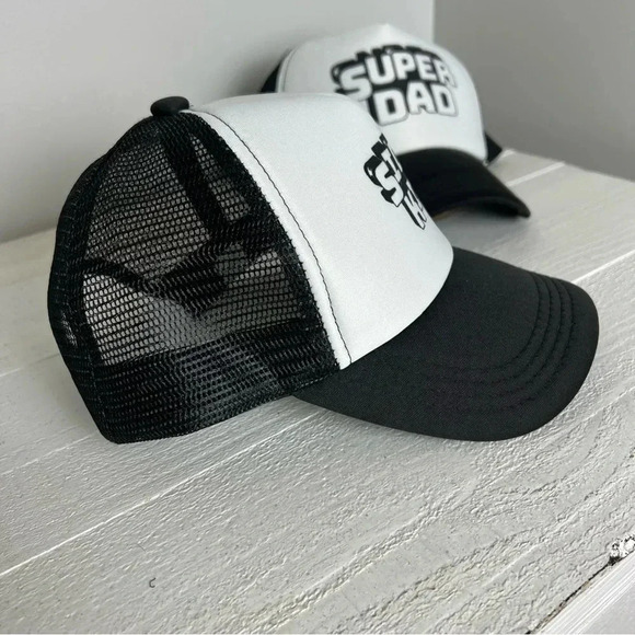 Super Dad Side Kick Matching Trucker Hats Black White‎ Father Son Set - Picture 5 of 7